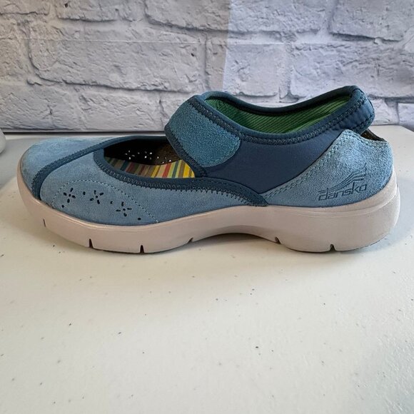 Dansko Emmy Blue Suede Mary Jane Flats Size 38 - Picture 8 of 14